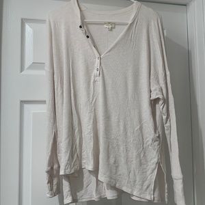 White aerie offline with buttons and thumb holes